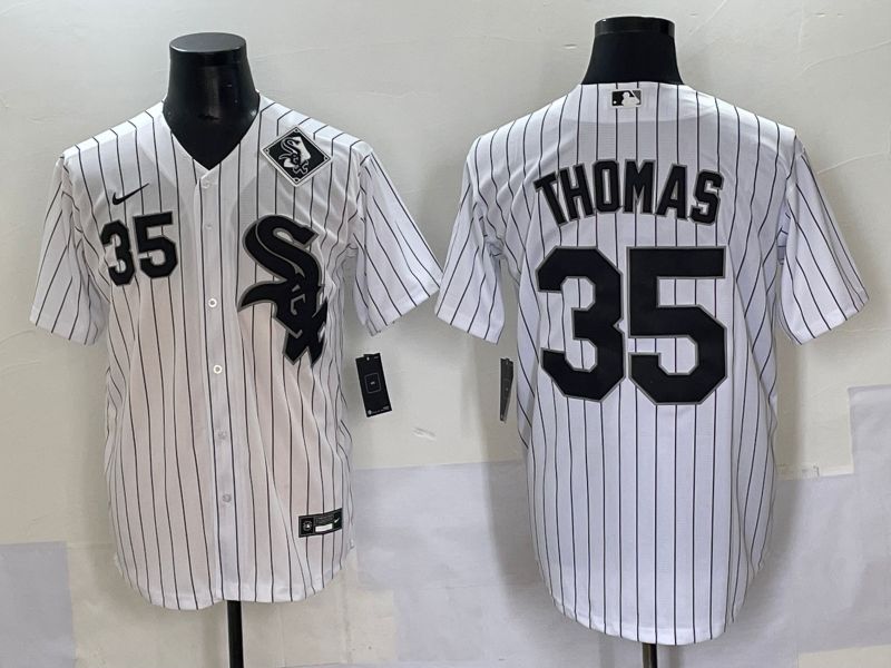 Men 2025 Chicago White Sox #35 Thomas White Stripe Game Nike MLB Jersey style 10->chicago white sox->MLB Jersey